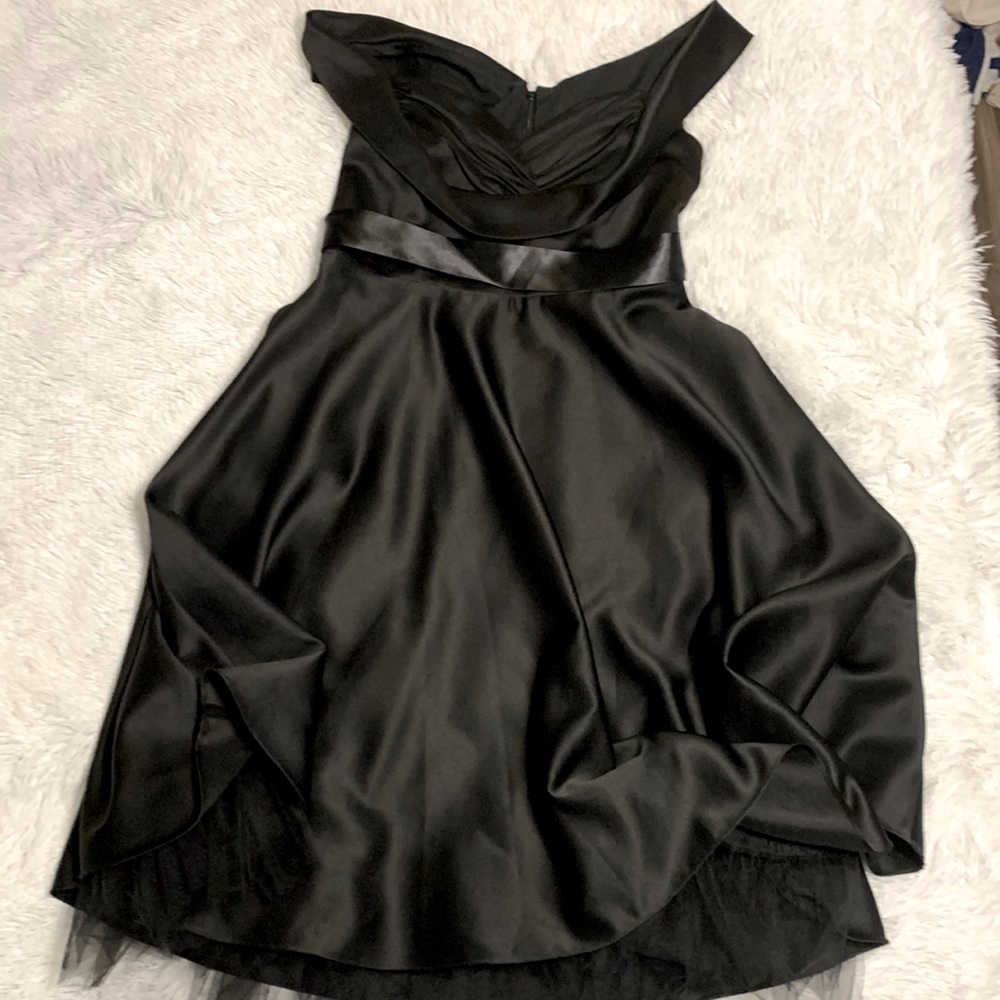 Rockabilly Black Satin Dress